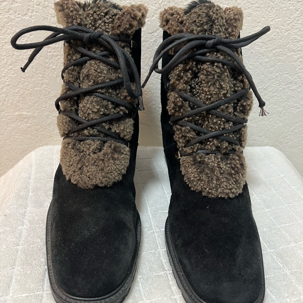 Stuart Weitzman Black and Brown Winter Boots